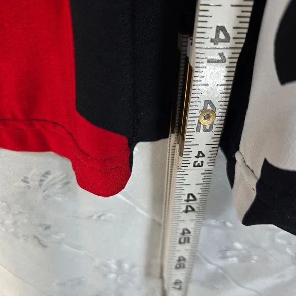 Frank Lyman Design Wide Leg Pants Woman Size 8 Red Black White Abstract Floral - Picture 7 of 11